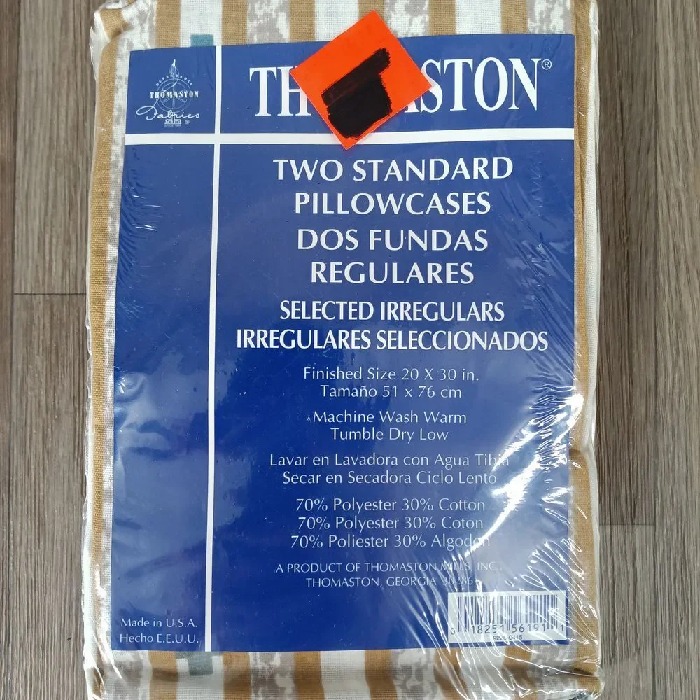 Vintage Thomaston Multicolor Striped 2 Standard Pillow Cases 2 Packs Made in USA